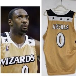 RARE!! Vintage Adidas Swingman NBA Washington Wizards Gilbert Arenas Gold Jersey